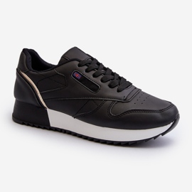 Merida Black Lace-up Platform Leather Sports Shoes 1