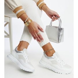 White platform sneakers with Evelia glitter 1