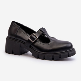 Jezzi Women's Eco Leather Shoes On Platform And Block, Black Emelna 2