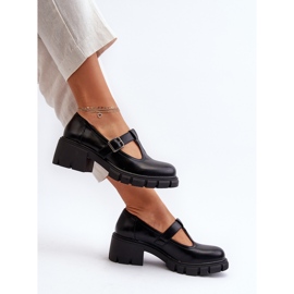 Jezzi Women's Eco Leather Shoes On Platform And Block, Black Emelna 1