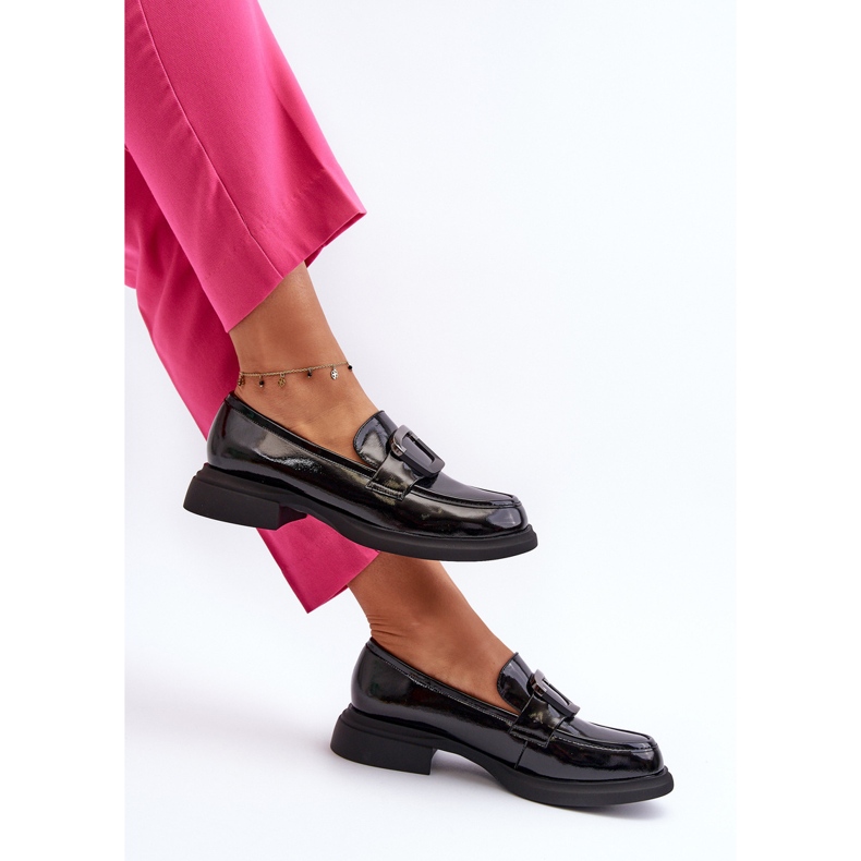 Vinceza Women's Patent Leather Moccasins Black Fidodia 1