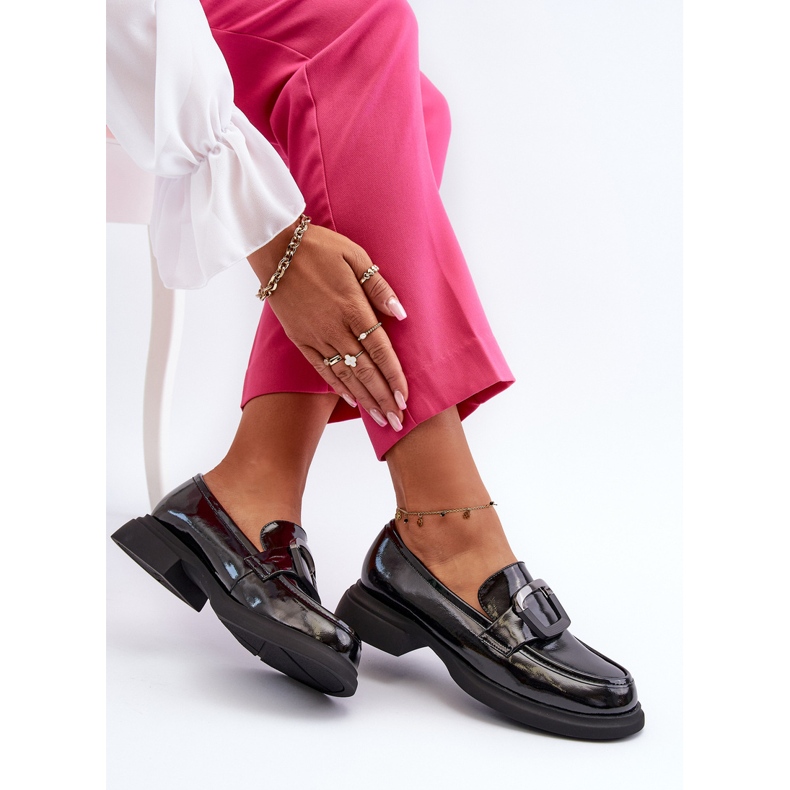 Vinceza Women's Patent Leather Moccasins Black Fidodia 2