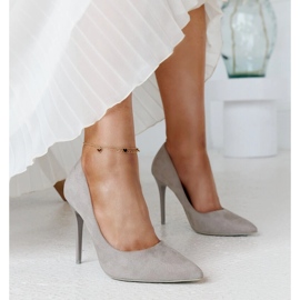 Gray high heels with a leather insert Amedie grey 1