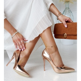 Gold patent stilettos with a Jadoin leather insert golden 1