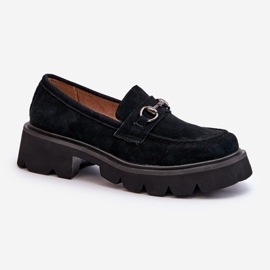 Vinceza Chunky Women's Suede Moccasins Black Neloria 2