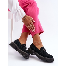 Vinceza Chunky Women's Suede Moccasins Black Neloria 1