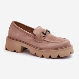 Vinceza Chunky Women's Beige Suede Loafers Neloria 2