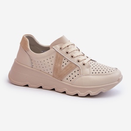 Vinceza Women's Leather Light Sports Shoes Beige Eleonori 1 Vinceza Women's Leather Light Sports Shoes Beige Eleonori 1