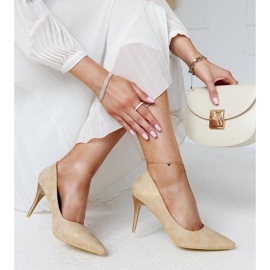 Gold metallic high heels with a leather insole from Soissons golden 1