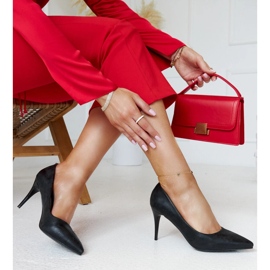 Black metallic high heels with a leather insert from Soissons 1