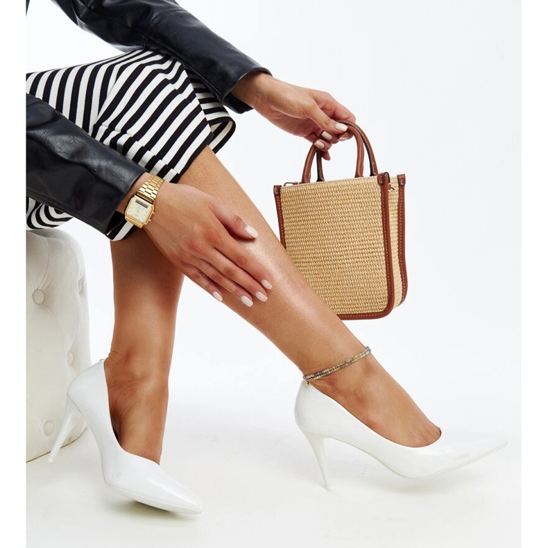 White patent stilettos with Alsacea leather insert 1