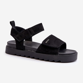 Women's Suede Sandals on the Big Star Platform NN274700 Black 1