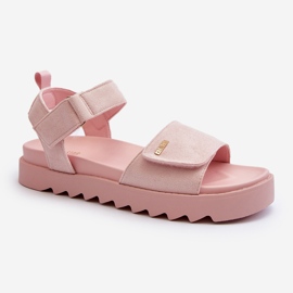 Women's Suede Sandals on the Big Star Platform NN274701 Pink 1 Women's Suede Sandals on the Big Star Platform NN274701 Pink 1