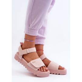 Women's Suede Sandals on the Big Star Platform NN274701 Pink 2 Women's Suede Sandals on the Big Star Platform NN274701 Pink 2