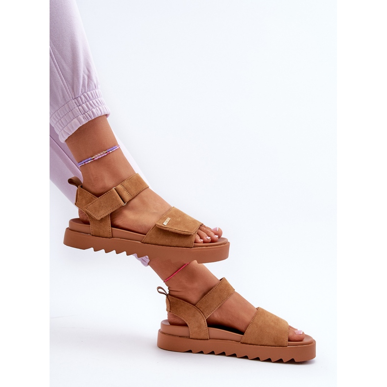 Women's Suede Sandals on the Big Star Platform NN274705 Brown 1