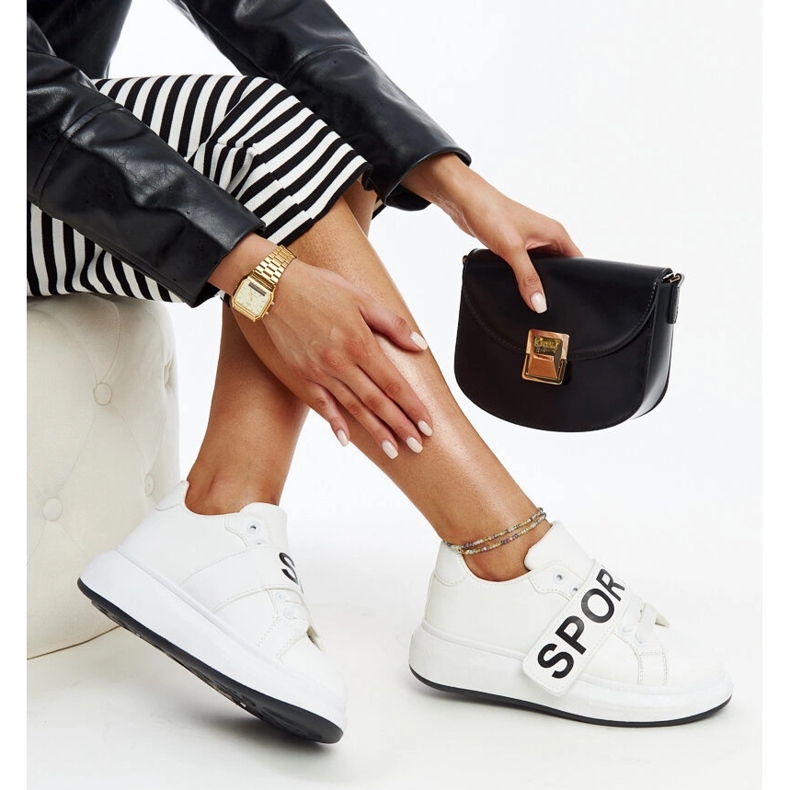 Blue leather shoes with a decorative buckle white 1