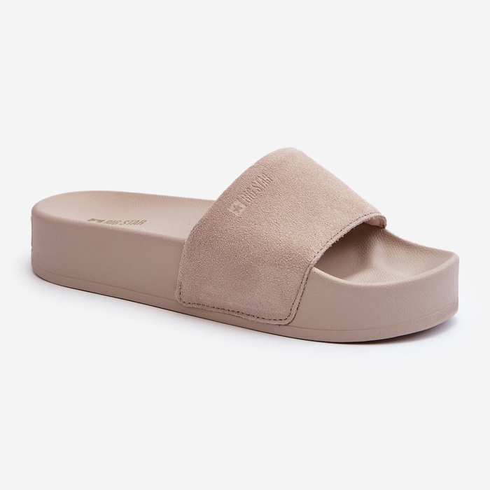 Women's Suede Slides on the Platform Big Star NN274A671 Beige 1