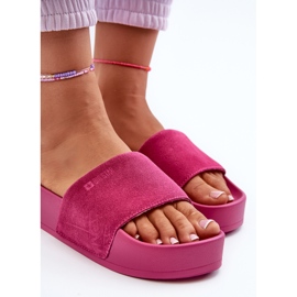 Women's Suede Slides on the Platform Big Star NN274A672 Fuchsia pink 1