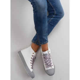 Ankle sneakers with double laces white 2