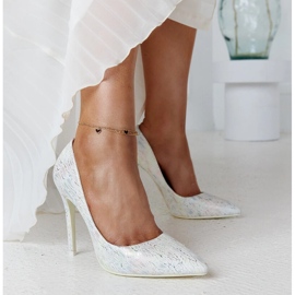 Silver metallic high heels with Serranillos leather insert 1