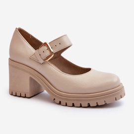 Zazoo 20166 Beige Leather Pumps 1
