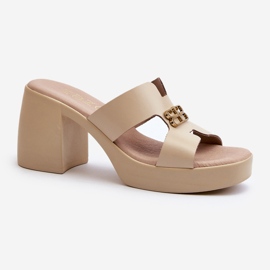 Zazoo 40419 Women's Leather Flip-Flops With Cutouts and Decoration, Beige 1 Zazoo 40419 Women's Leather Flip-Flops With Cutouts and Decoration, Beige 1