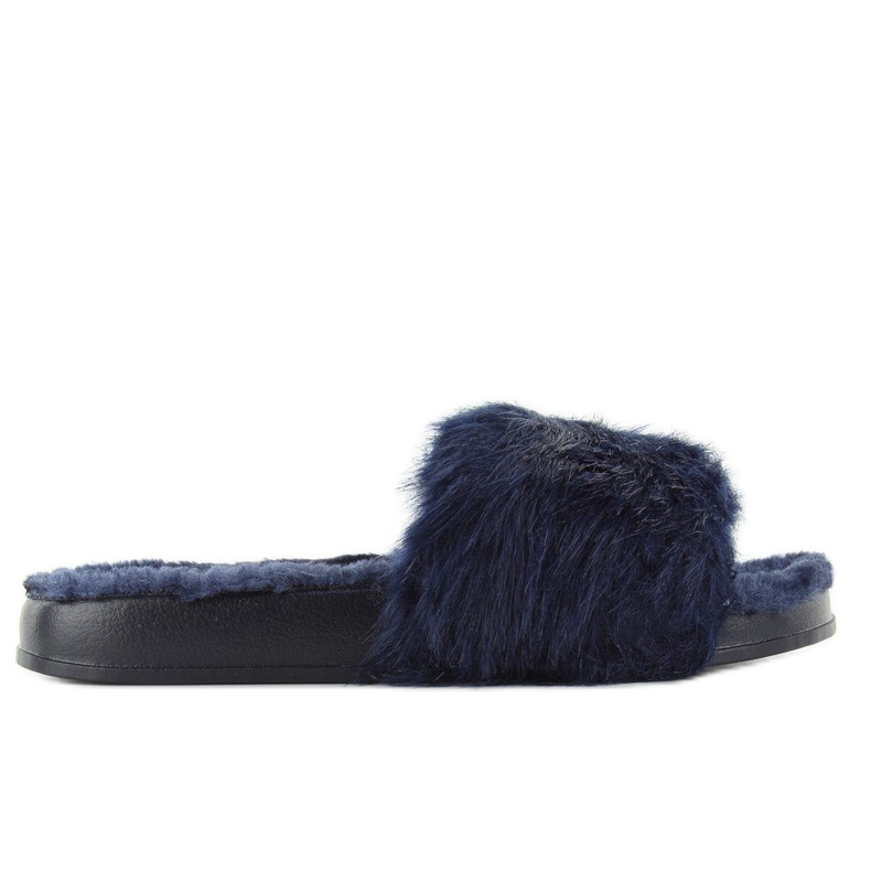 Fur slippers dd68 Blue navy blue 1