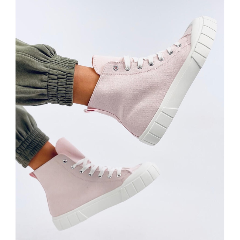 Rogers Pink canvas high-top sneakers 1