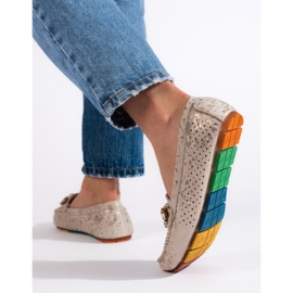 Goodin Gold women's openwork moccasins with crystals golden 2