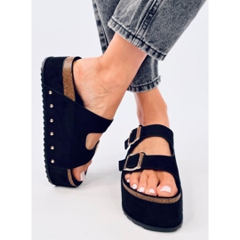 Galzai Black platform cork flip-flops 1