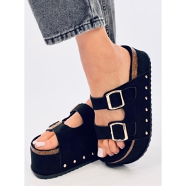 Galzai Black platform cork flip-flops 2