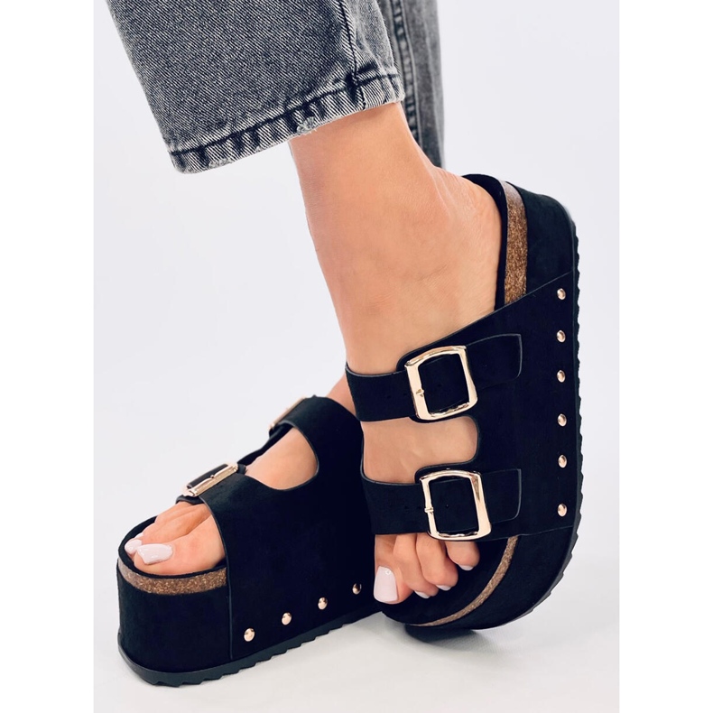 Galzai Black platform cork flip-flops 2