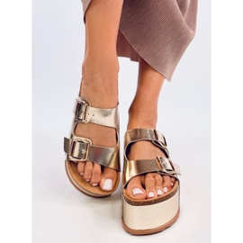 Galzai Gold platform cork flip-flops golden 1