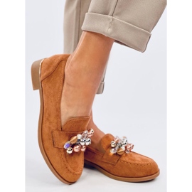 Anselme Camel loafers with stones brown 2