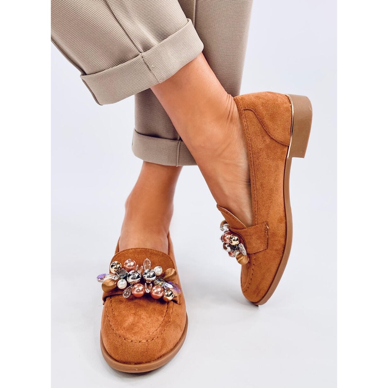 Anselme Camel loafers with stones brown 1