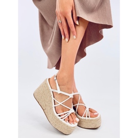 Pascai White wedge espadrille sandals 2