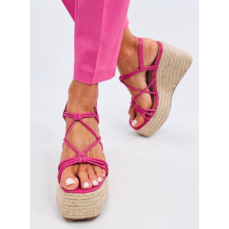 Pascai Fuchsia wedge espadrille sandals pink 1