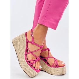 Pascai Fuchsia wedge espadrille sandals pink 2