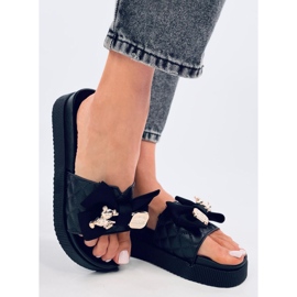 Brandis Black gold teddy bear flip flops 2