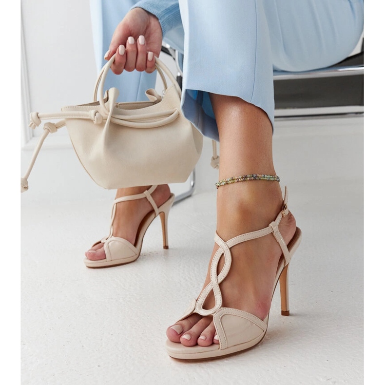Beige patent stiletto sandals from Vappu 1