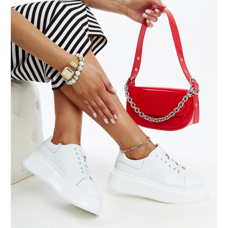 White leather lace-up sneakers 1 White leather lace-up sneakers 1