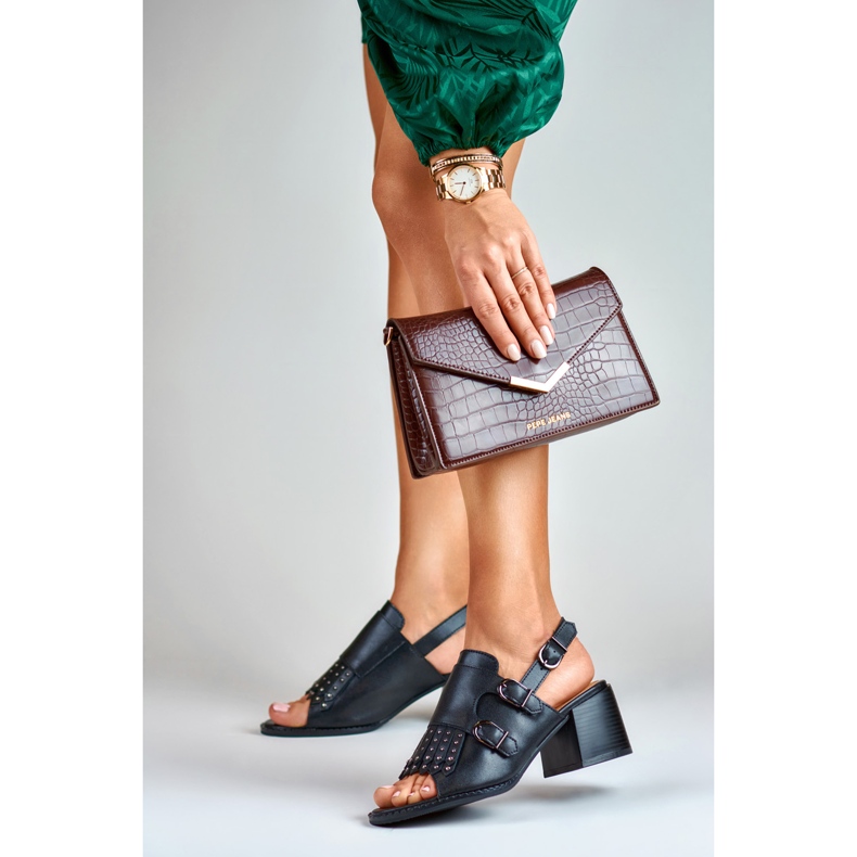 La.Fi Black sandals with studs 1