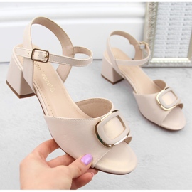 Women's elegant beige high-heeled sandals Sergio Leone SK891 1