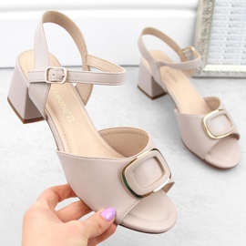 Women's elegant high-heeled sandals, beige pearl, Sergio Leone SK891 1 Women's elegant high-heeled sandals, beige pearl, Sergio Leone SK891 1