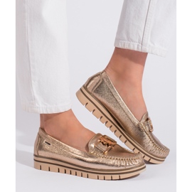 Goodin Women's gold platform loafers golden 1