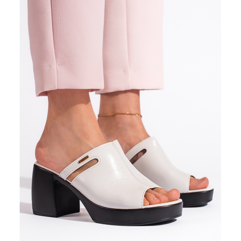 Goodin White women's high-heeled flip-flops 2