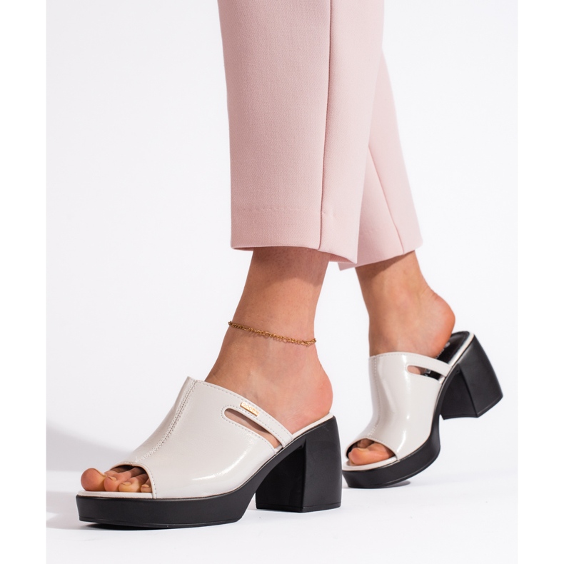 Goodin White women's high-heeled flip-flops 1