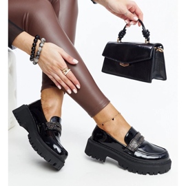 Black loafers decorated with Leceta zircons 1