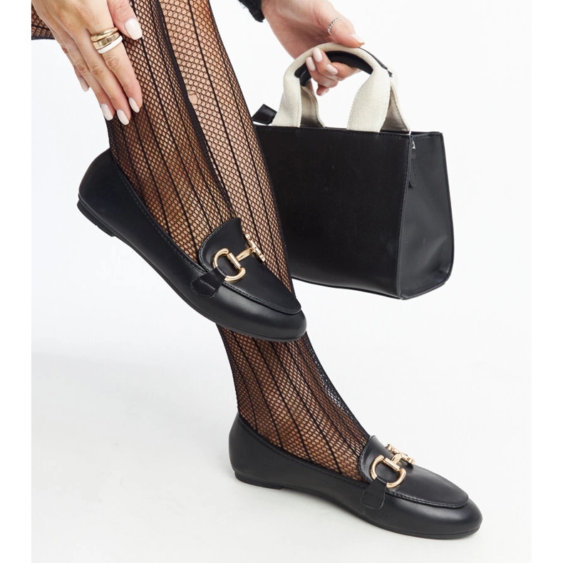 Black Tanja buckle moccasins 1