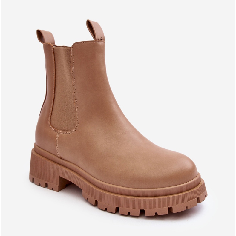 Leather Chelsea boots with a zipper, dark beige Pitrese 2